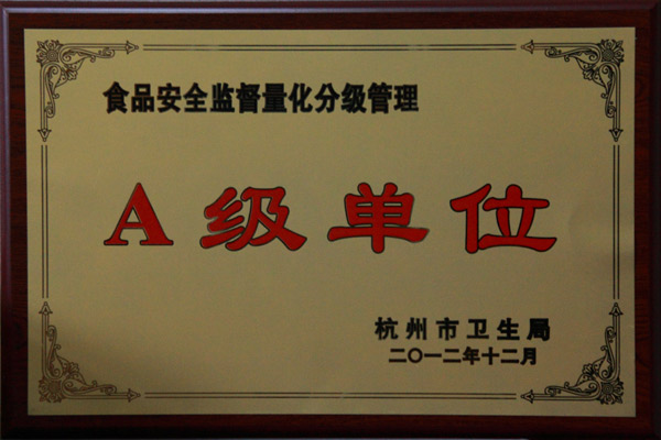 "A-level unit of quantitative extension management of food safety supervision" of Hangzhou Health Bureau